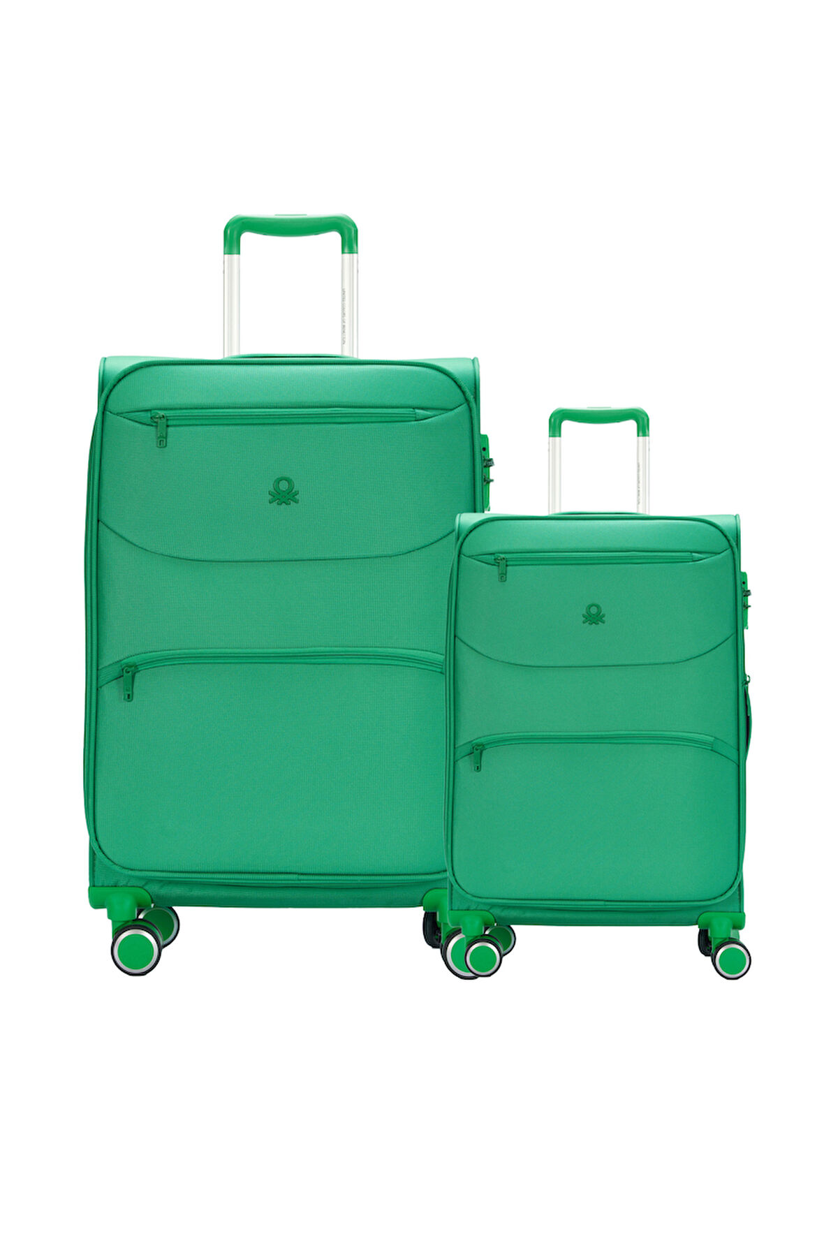 Benetton 2'li Valiz Seti Büyük Ve Kabin Boy Lüx Kumaş Valiz Yeşil Bnt2400