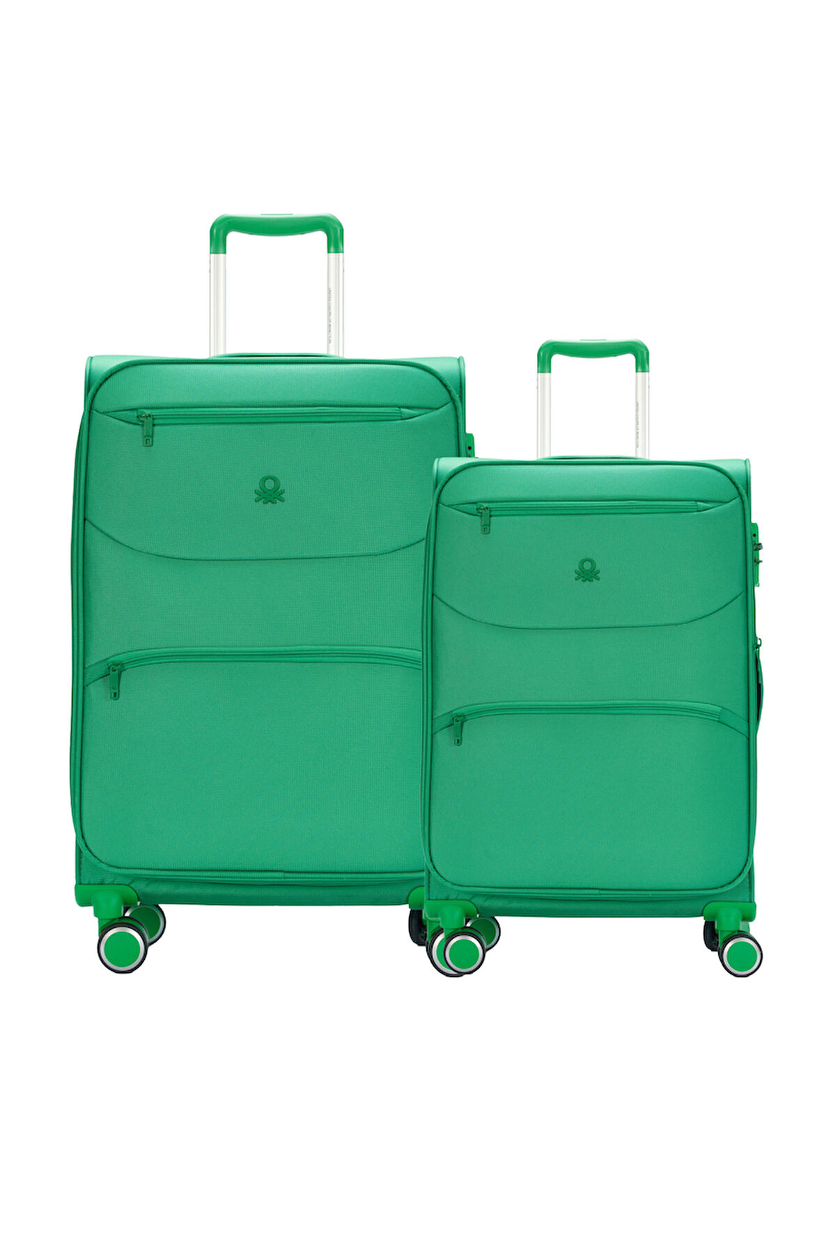 Benetton 2'li Valiz Seti Orta Ve Kabin Boy Lüx Kumaş Valiz Yeşil Bnt2400