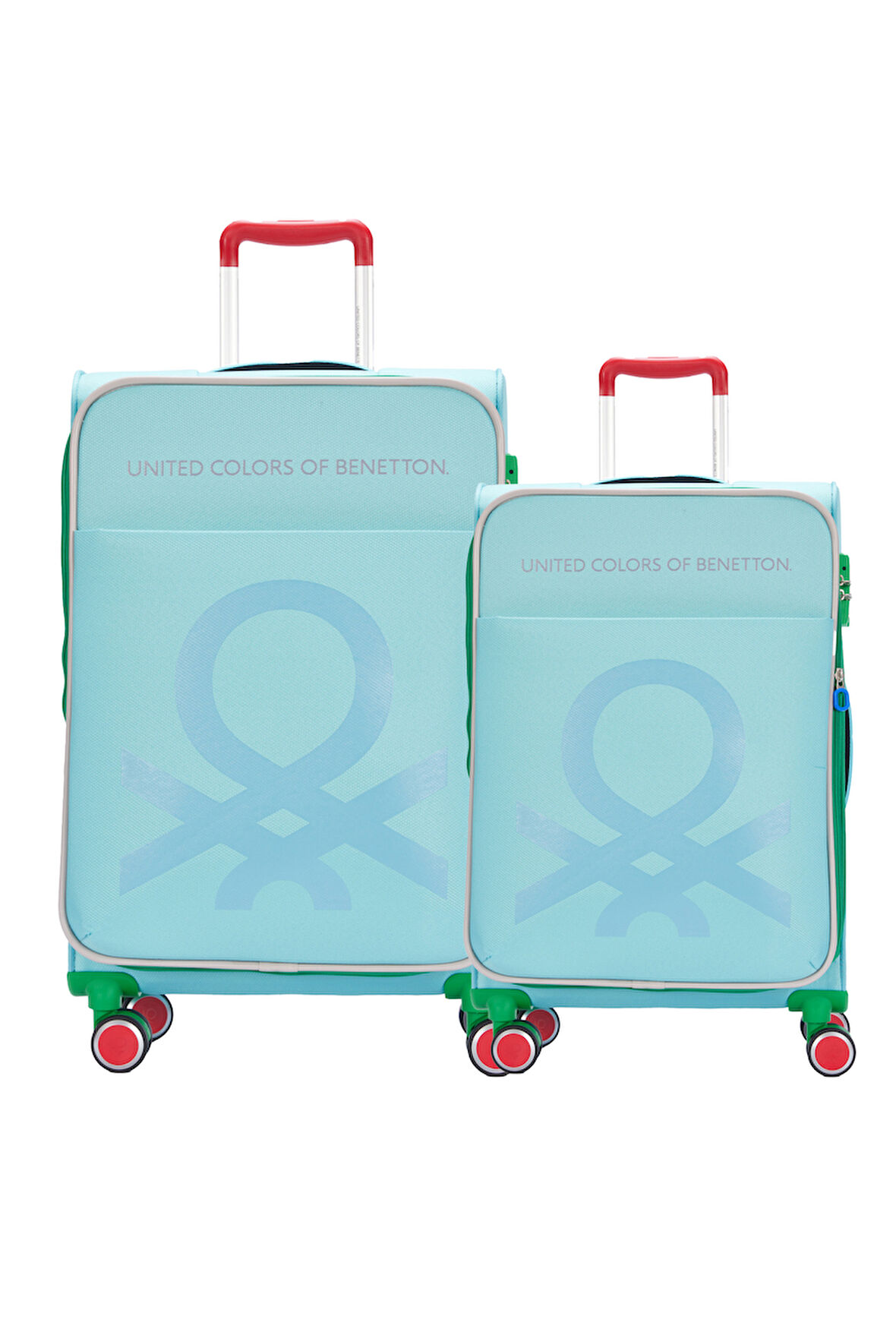 Benetton 2'li Valiz Seti Büyük Ve Orta Boy Lüx Kumaş Valiz Aqua Bnt2200