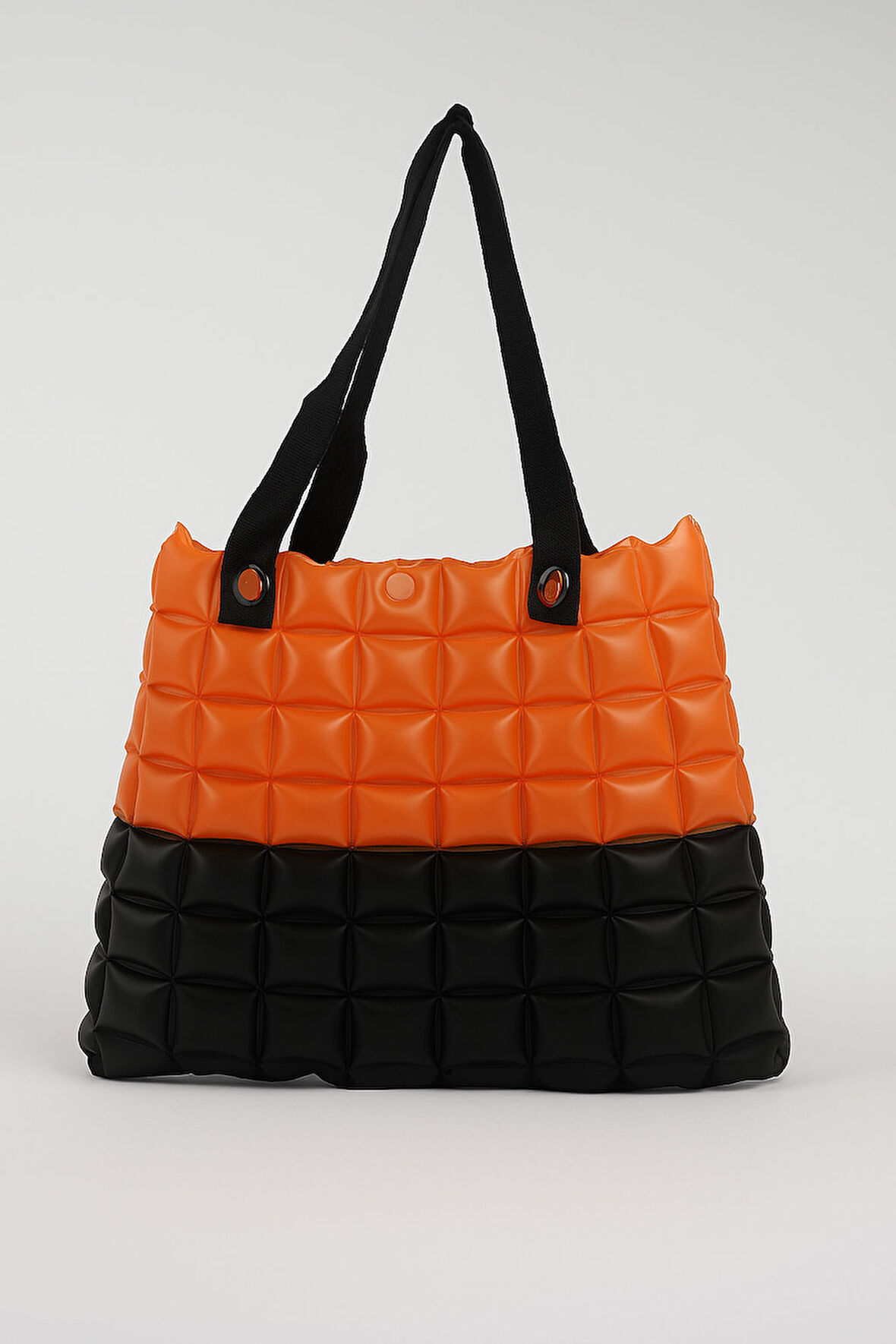 Kadın Plaj Çantası Turuncu Siyah Şişme Omuz Çanta Plj06