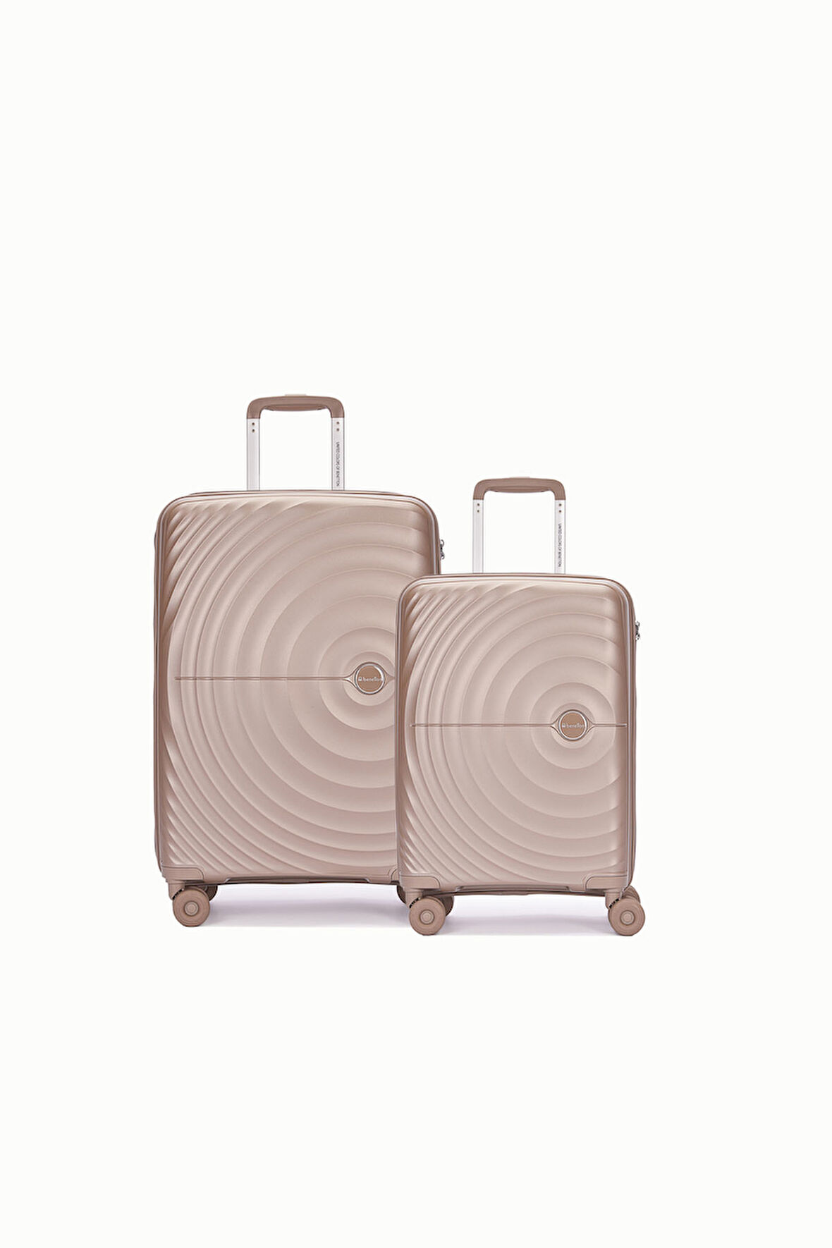 Benetton 2'li Set Orta Ve Kabin Boy %100 Polipropilen Valiz Şampanya 14Bnt8002