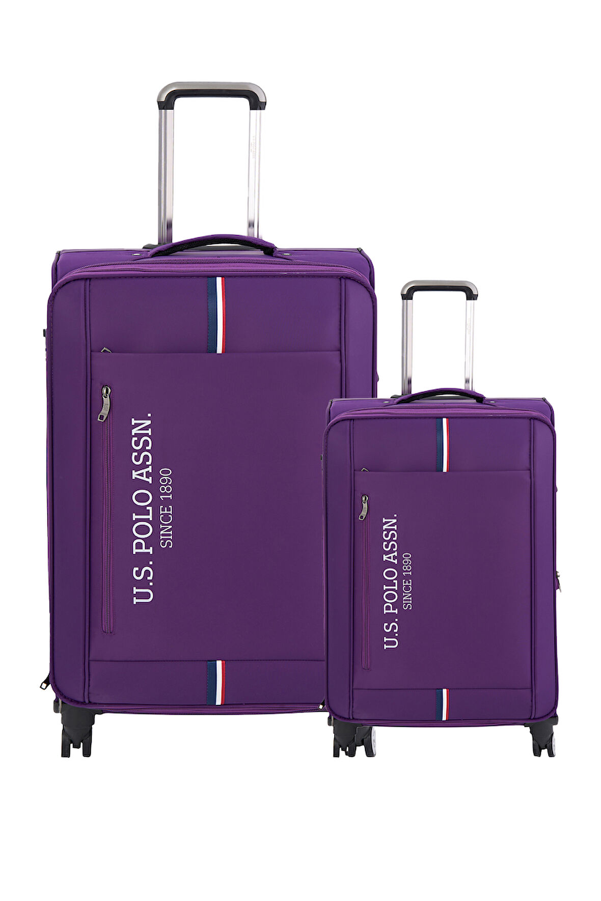 U.S. Polo Assn. 2'li Valiz Seti Büyük ve Kabin Boy Lüx Kumaş Valiz Mor 24030