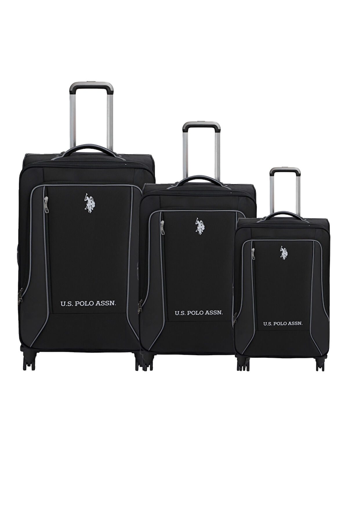 U.S. Polo Assn. 3'lü Valiz Seti Lüx Kumaş Valiz Siyah 24020