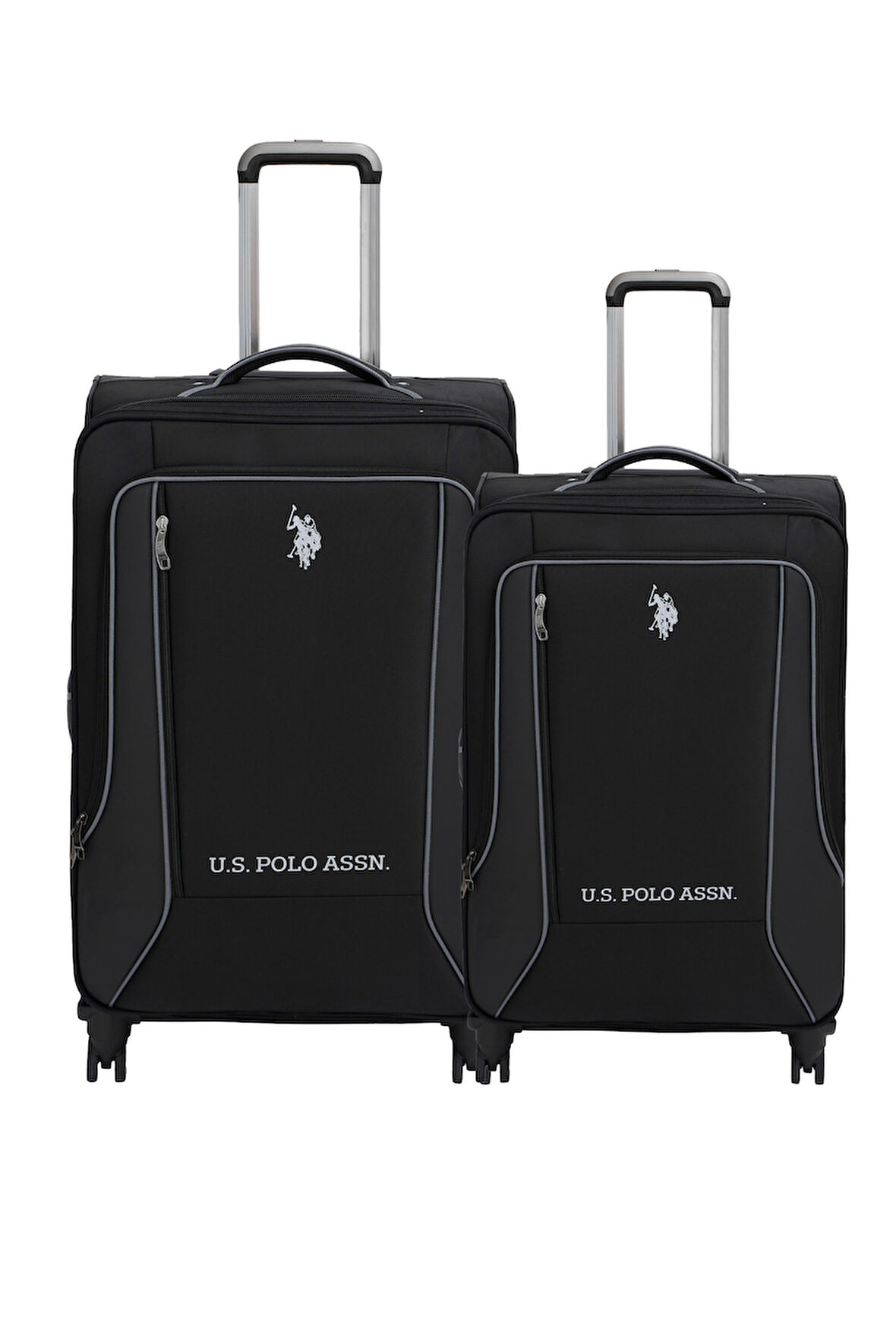 U.S. Polo Assn. 2'li Valiz Seti Büyük ve Orta Boy Lüx Kumaş Valiz Siyah 24020