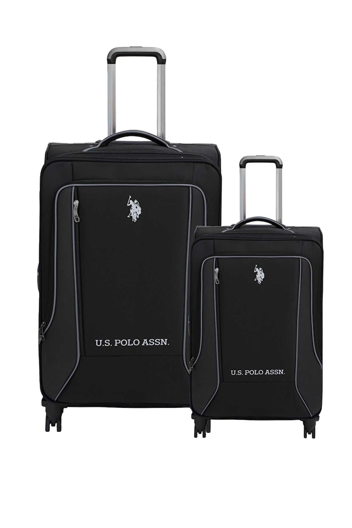 U.S. Polo Assn. 2'li Valiz Seti Büyük ve Kabin Boy Lüx Kumaş Valiz Siyah 24020