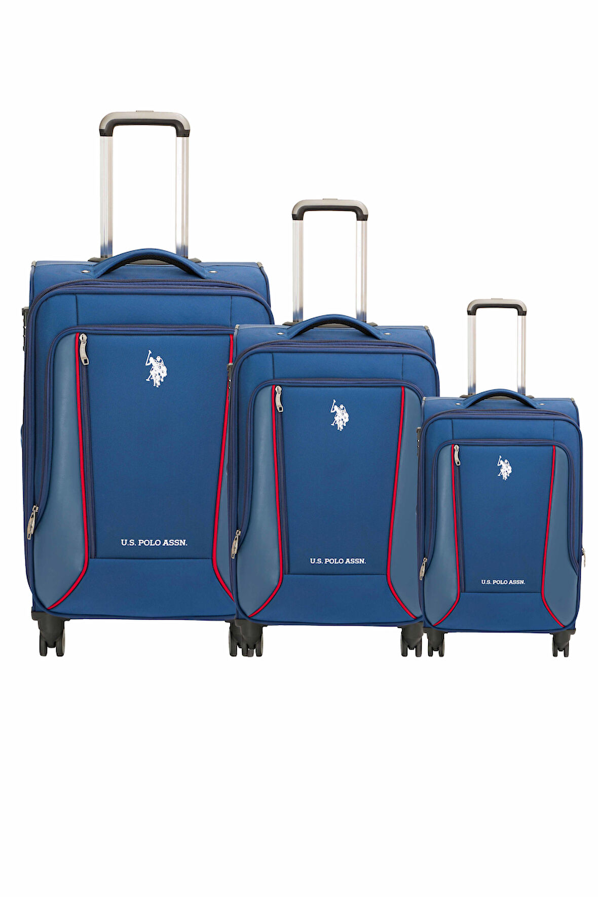 U.S. Polo Assn. 3'lü Valiz Seti Lüx Kumaş Valiz Lacivert 24019