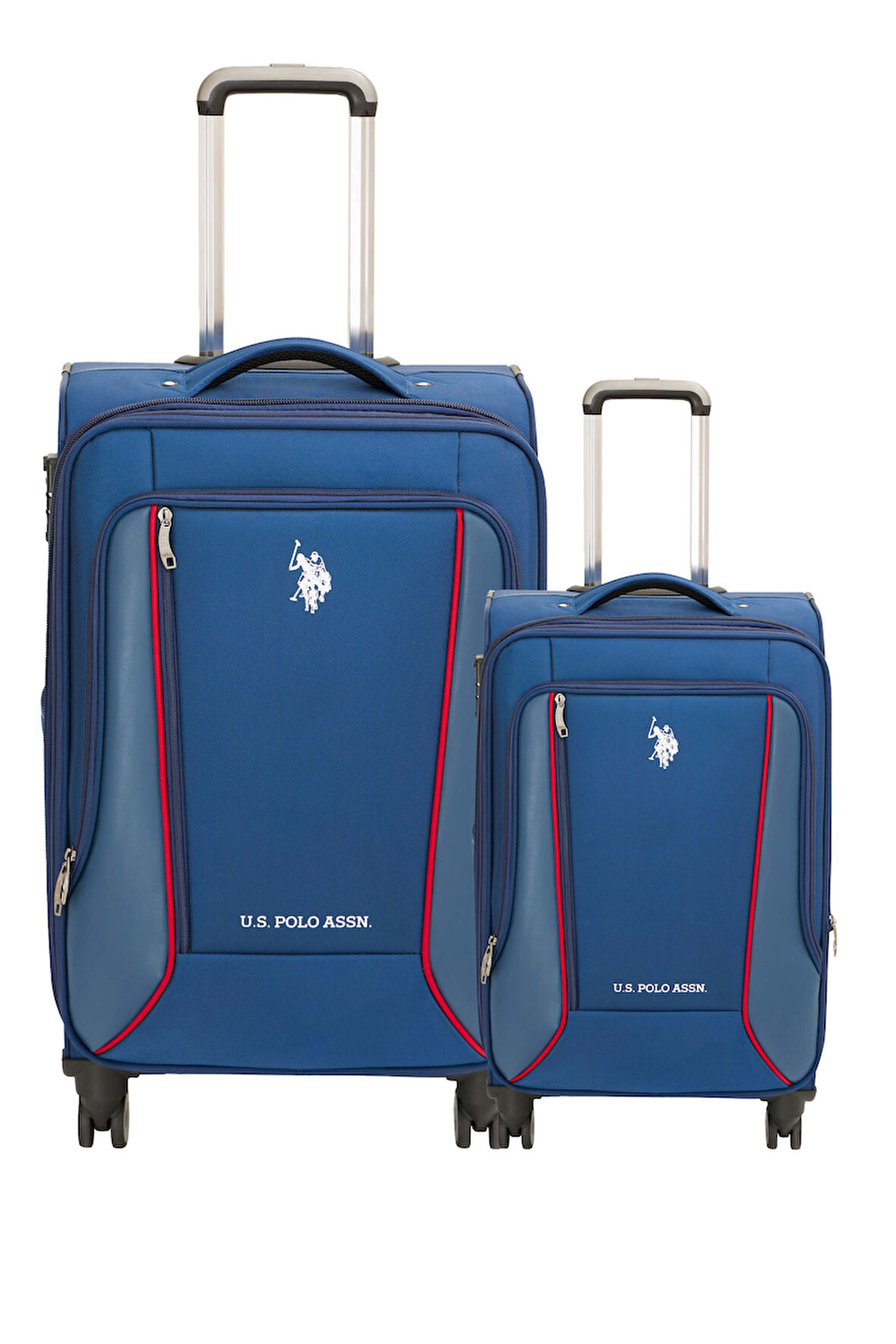 U.S. Polo Assn. 2'li Valiz Seti Büyük ve Kabin Boy Lüx Kumaş Valiz Lacivert 24019
