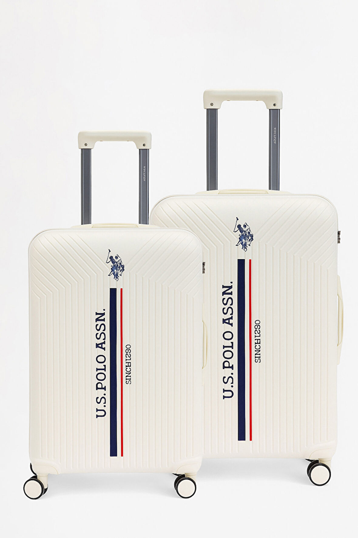 U.S. Polo Assn. Polipropilen Kırılmaz 2'li Valiz Seti Büyük ve Orta Boy Beyaz 24074