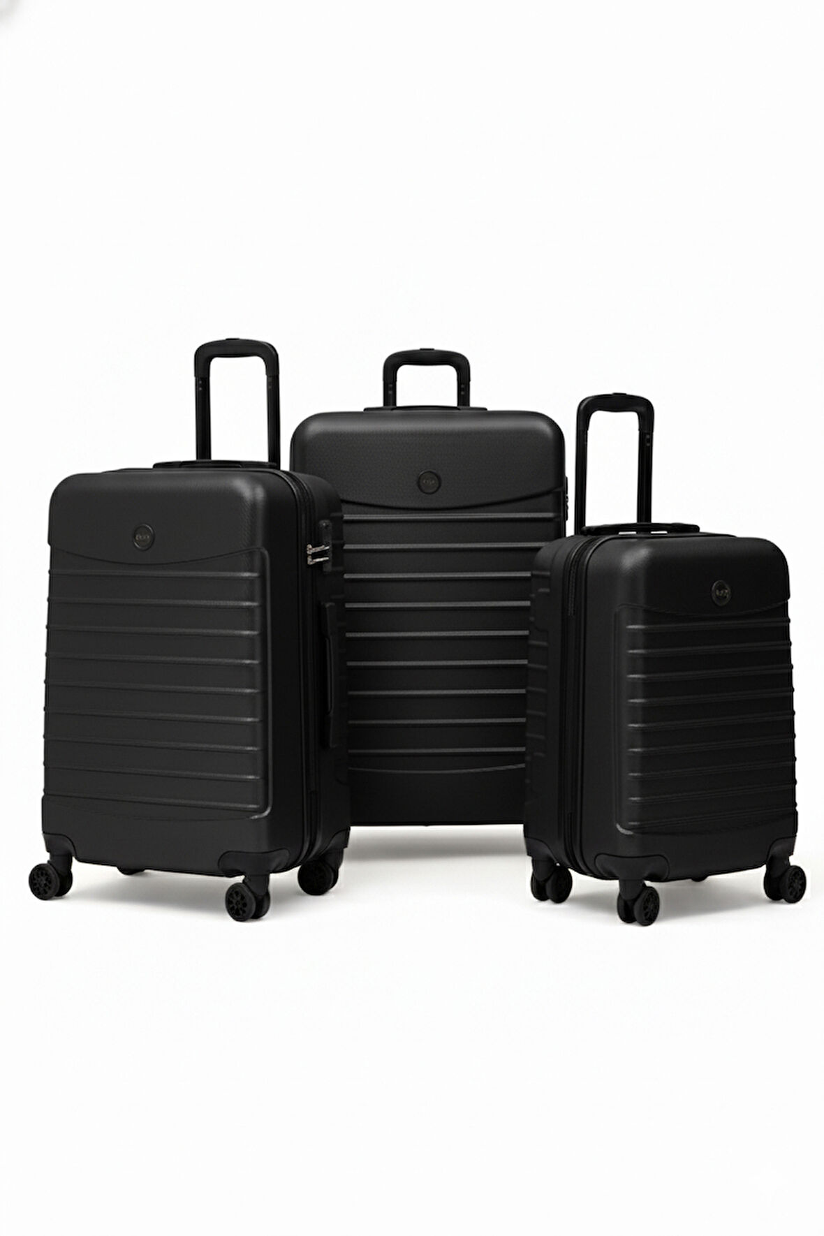 3'lü Valiz Seti Büyük Boy - Orta Boy - Kabin Boy Siyah-Siyah 1168-S