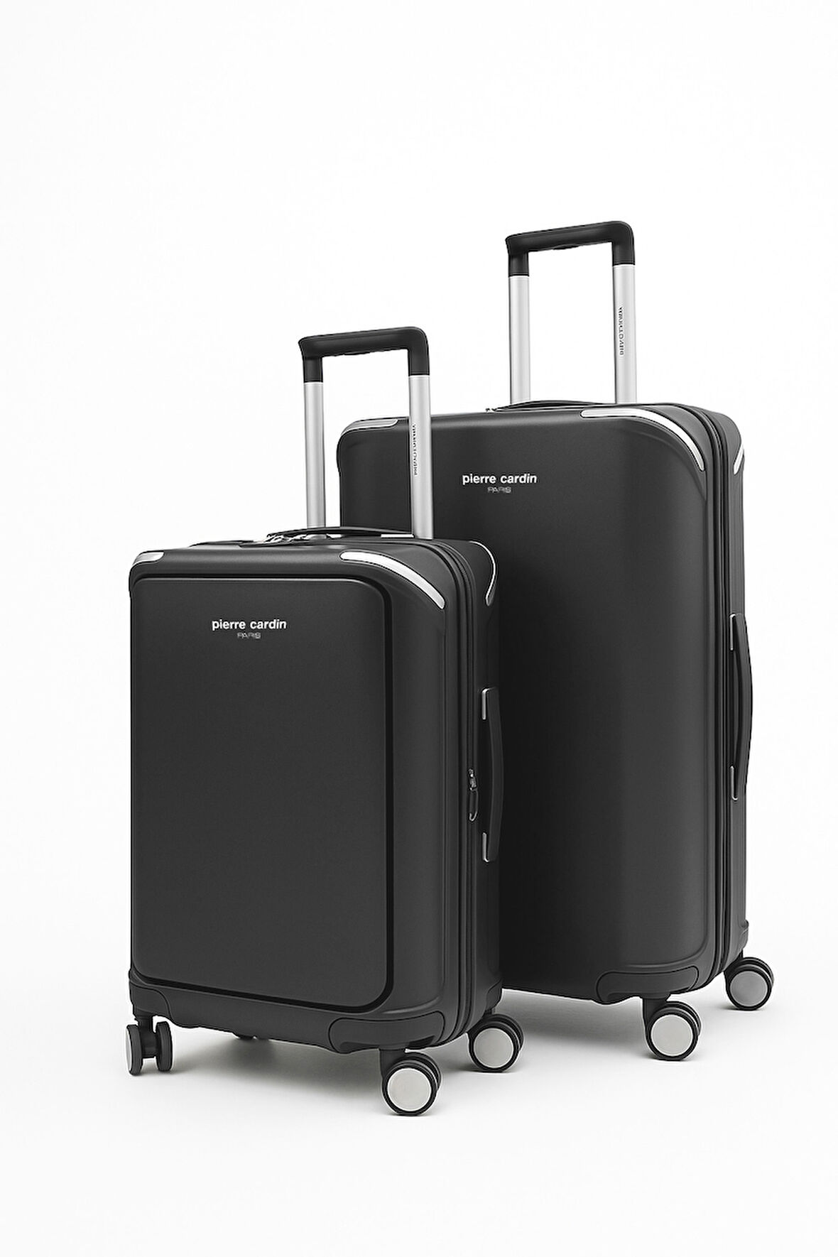 Pierre Cardin Orta Ve Kabin Boy 2'li Set %100 Polipropilen Valiz Siyah 04PC7090