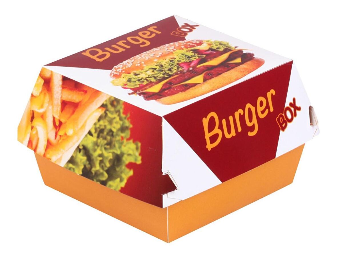HAMBURGER KUTUSU FAST FOOD ORTA BOY HAMBURGER BASKILI 100 ADET