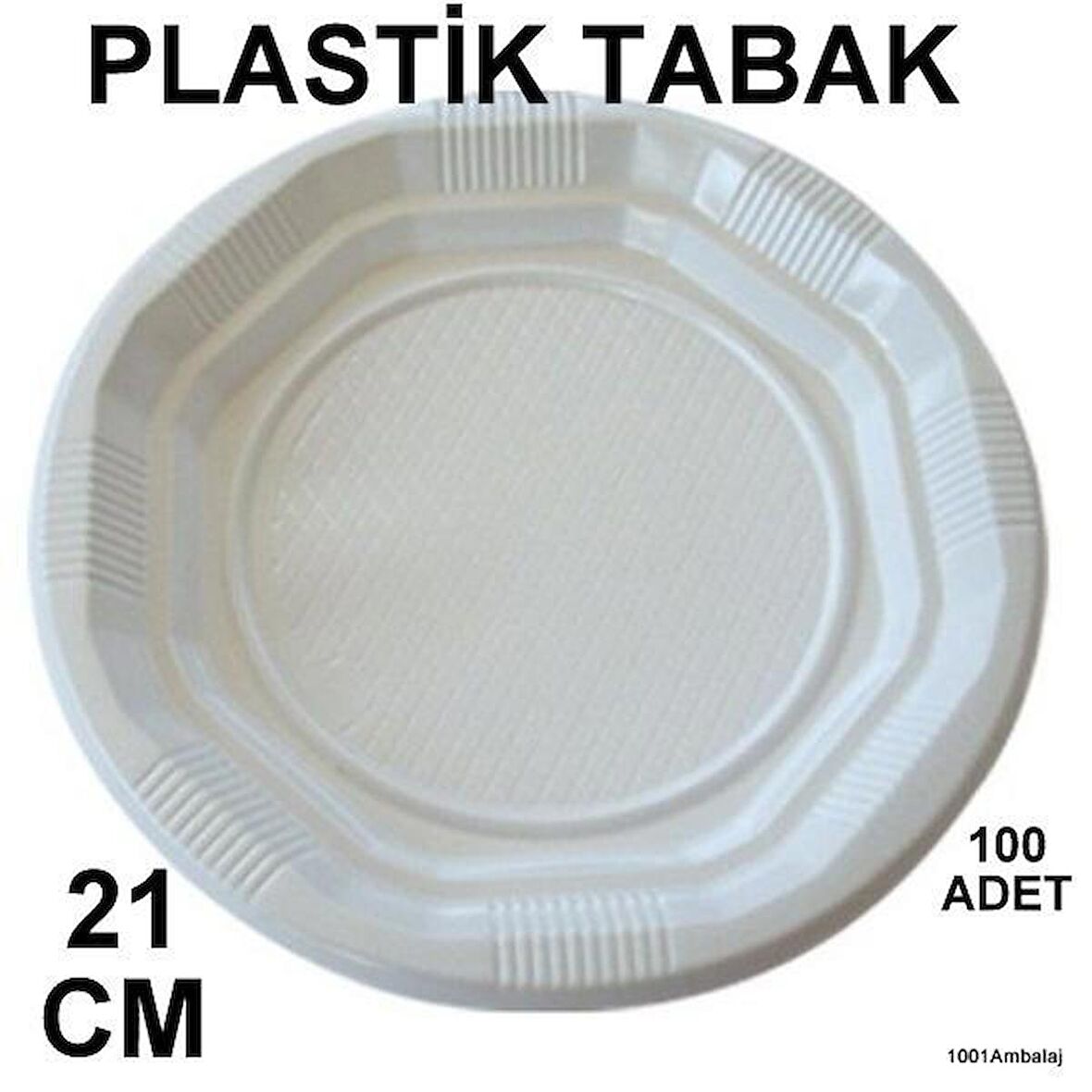 PLASTİK LÜKS BEYAZ TABAK 21 CM 100 LÜ PAKET