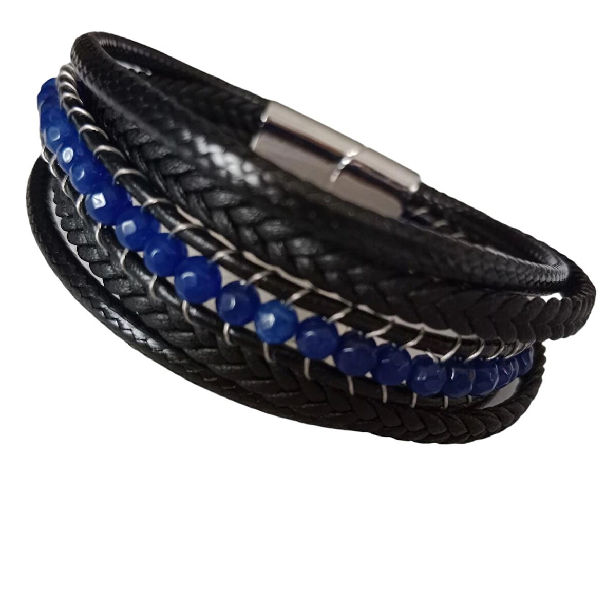 %100 Deri Çift Sıra Saç Örme '' Pusula '' Figürlü Krom Kapama 19 Cm