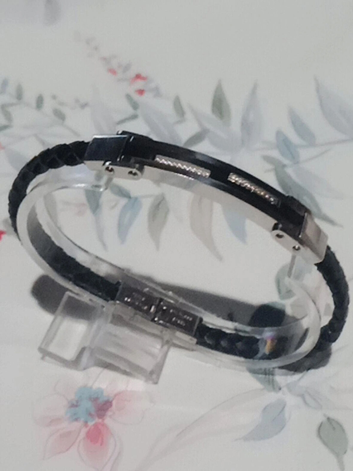 %100 Doğal Hematit Taşlı Ve Çelik Boncuklu Bileklik Krom Kapama 22 Cm