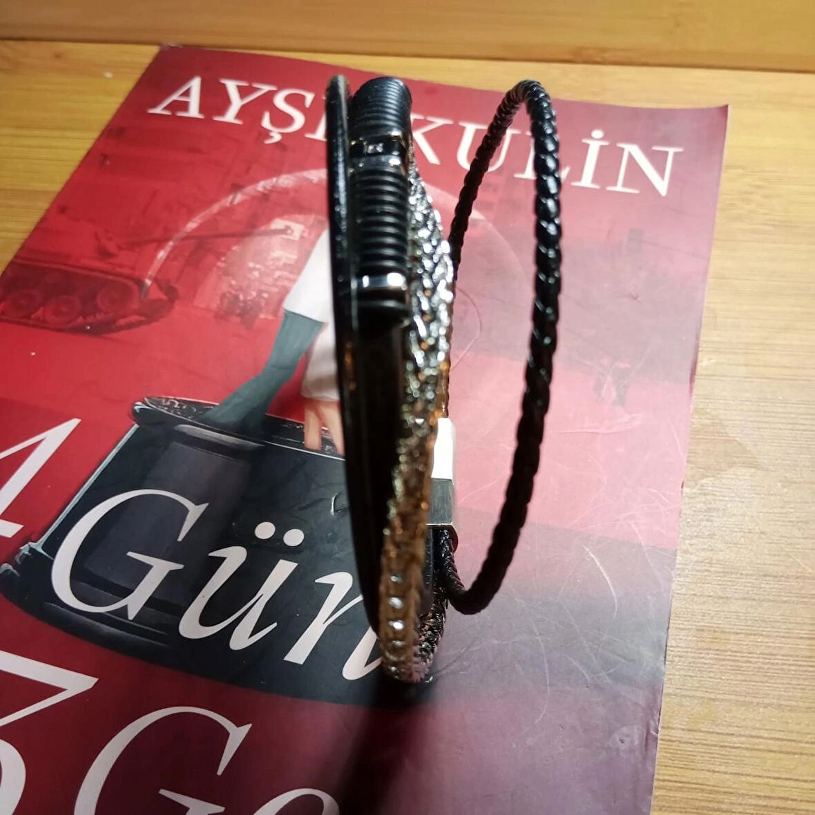 %100 Doğaltaş Pul Hematit Erkek Bileklik 20 cm