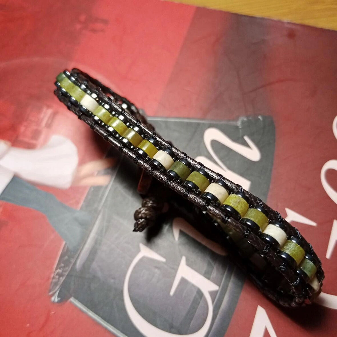 %100 Doğal Varisit Taşı Düğme Kapama Bileklik 18 Cm