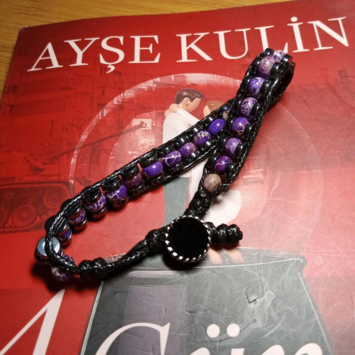 %100 Doğal Varisit Taşı Düğme Kapama Bileklik 18 Cm