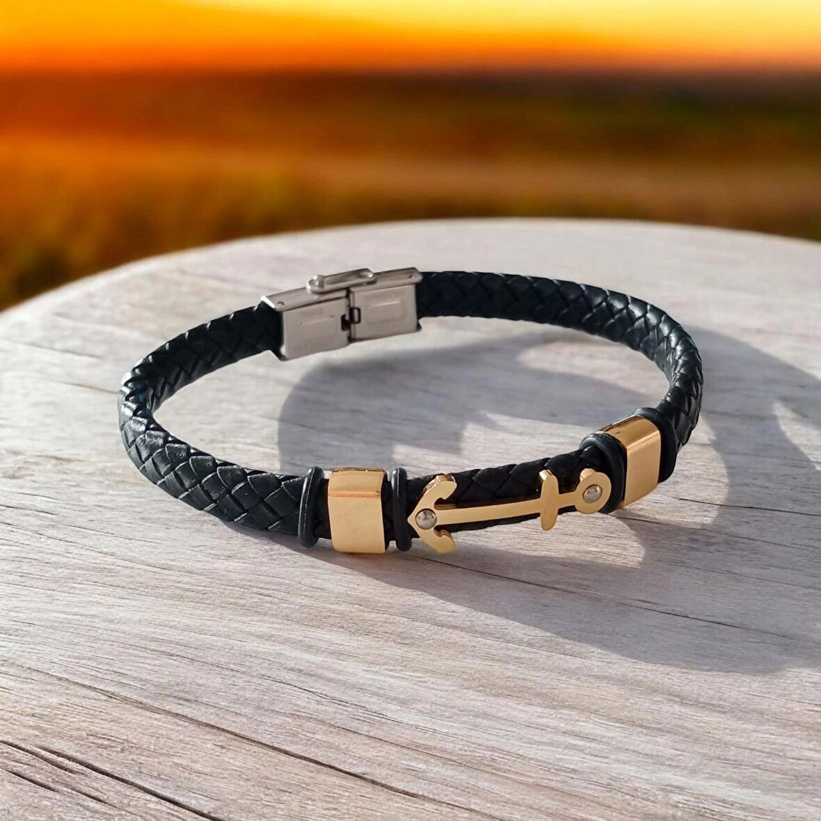 %100 Deri Çoklu Kayış Ve Çelik Örme Kayışlı Krom Mıknatıs Kapama