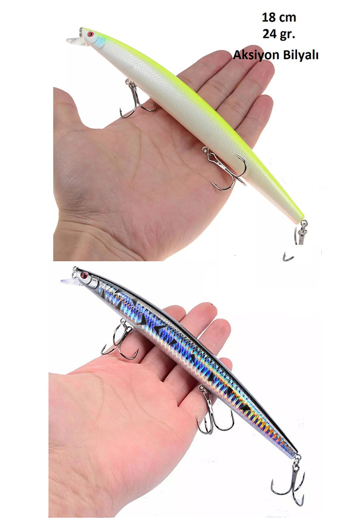 2 Adet 18cm 24gr.Rapala Lures Sahte Balık Yemi Yapay Yem Suni Yem Maket Balık Jig Yem