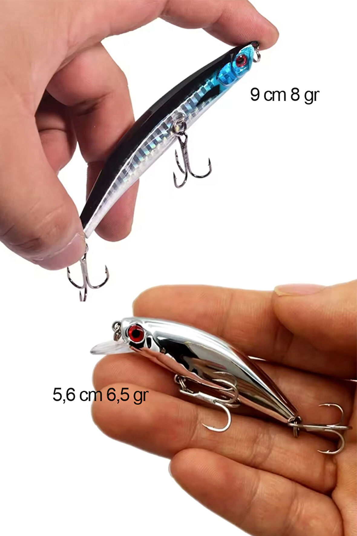 2 Li Set Ayna Rapala Lures Maket Balık Yapay Suni YemTurna Levrek Alabalık LüferAilesi JigYem