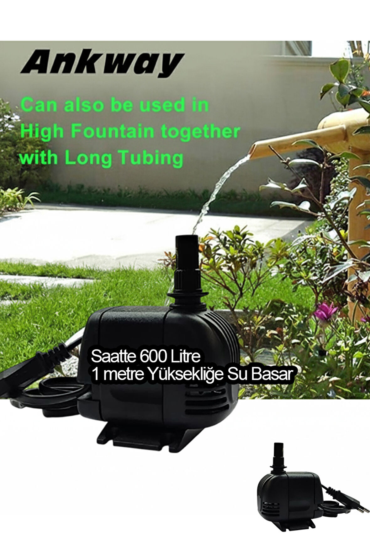 Süs Havuzu Motoru Sump Motor Şelale Motor 1 metre Yüksekliğe Su Yükseltebilir