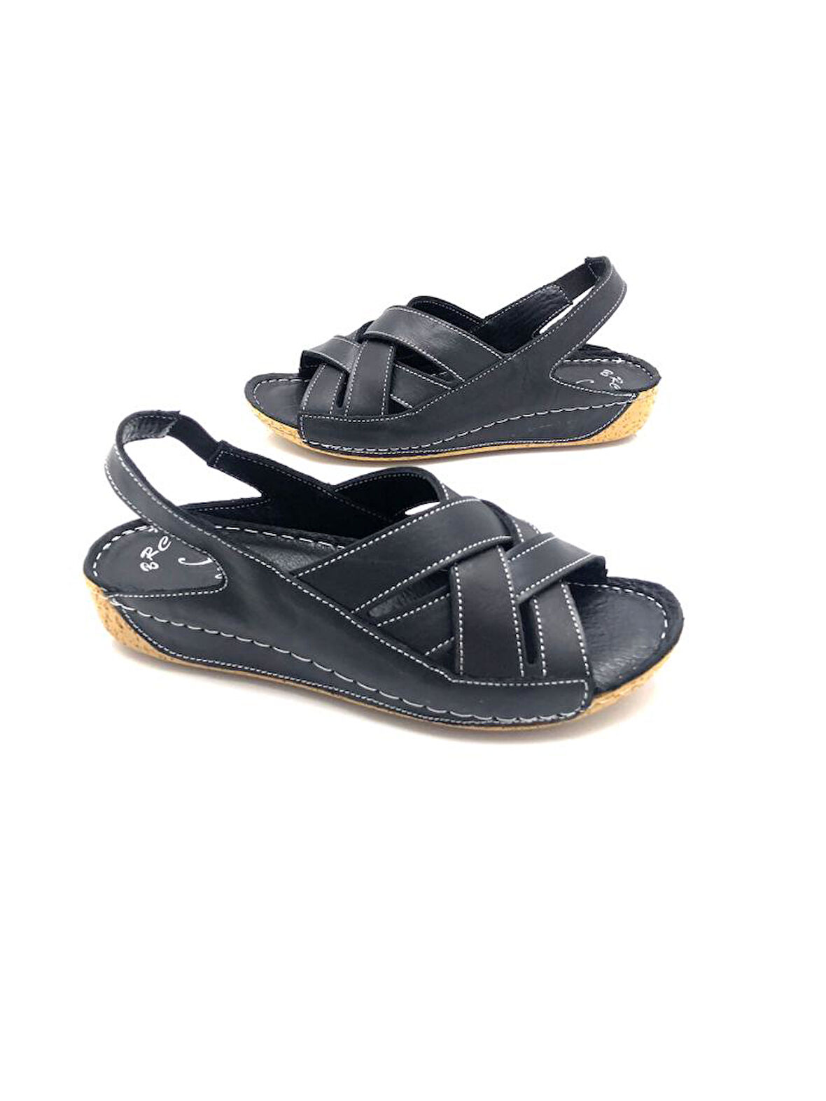 İlgen Hakiki Deri Ortopedik Kadın Siyah Renk Kadın Sandalet