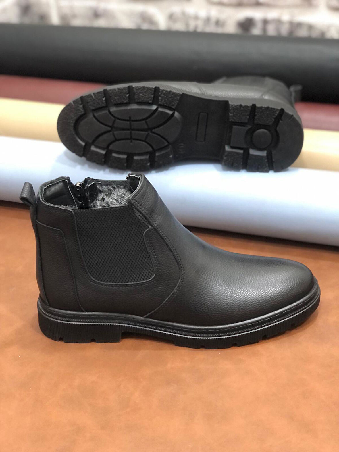 Hakiki Deri Ortopedik Büyük Numara 45-46-47 Kürklü Kışlık Erkek Bot