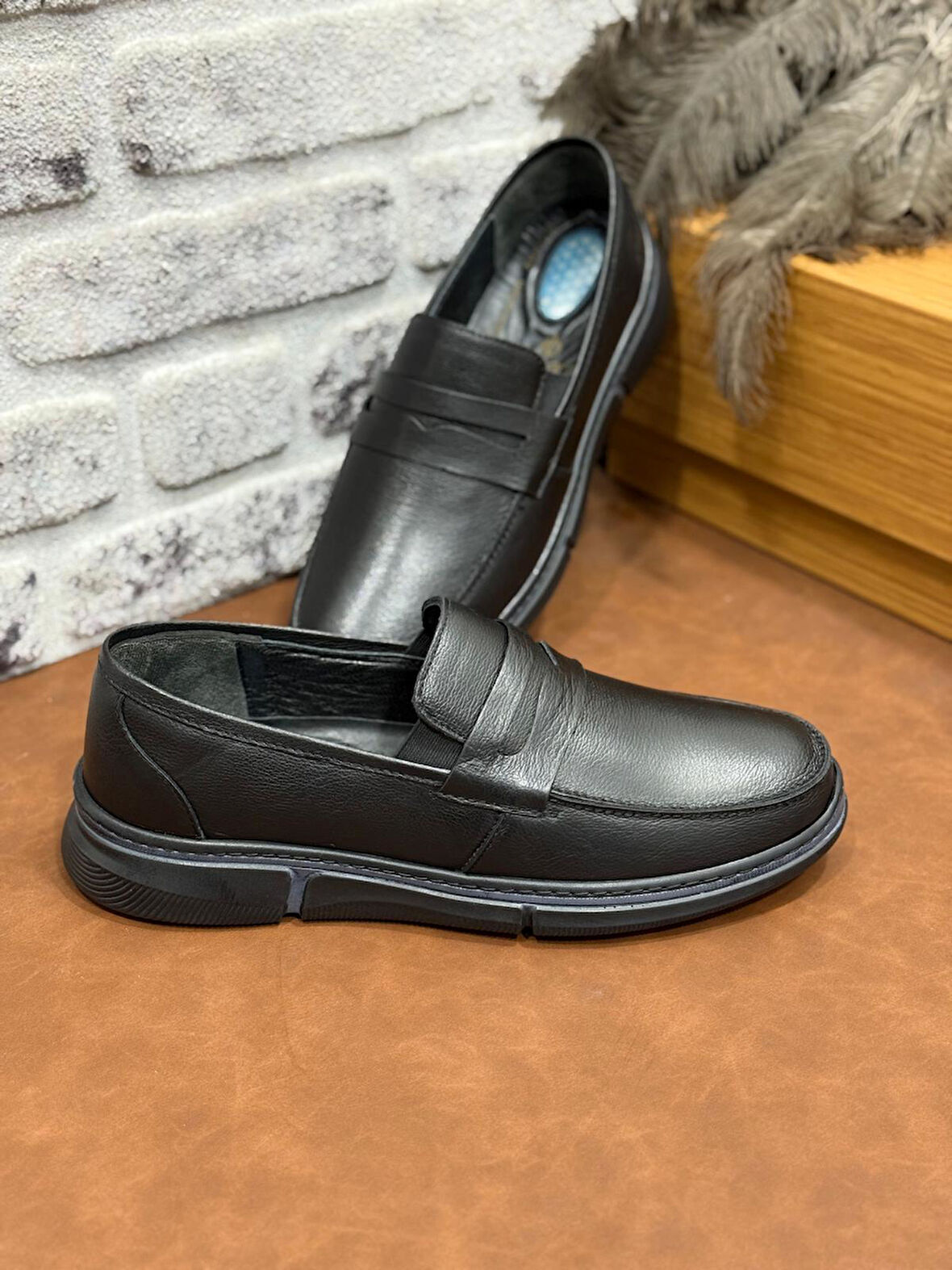 Hakiki Deri Ortopedik Topuk Jeli Büyük Numara Erkek Ayakkabı