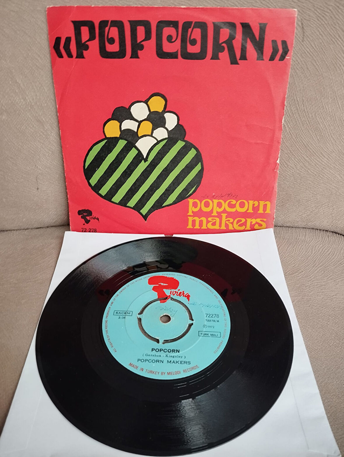 The Popcorn Makers ‎– Popcorn - 1972 Türkiye Basım  45 lik Plak