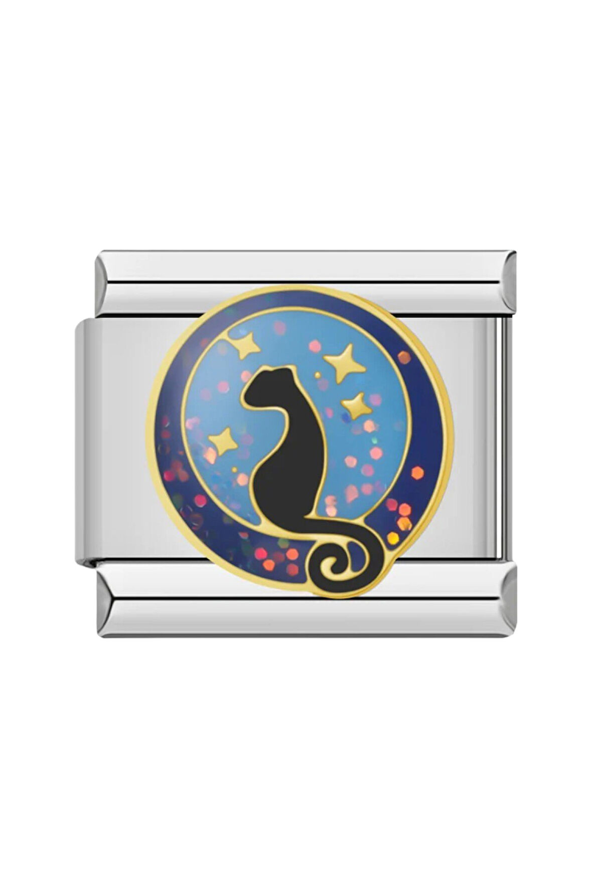 Kara Kedi ve Gece Çelik İtalyan Charm