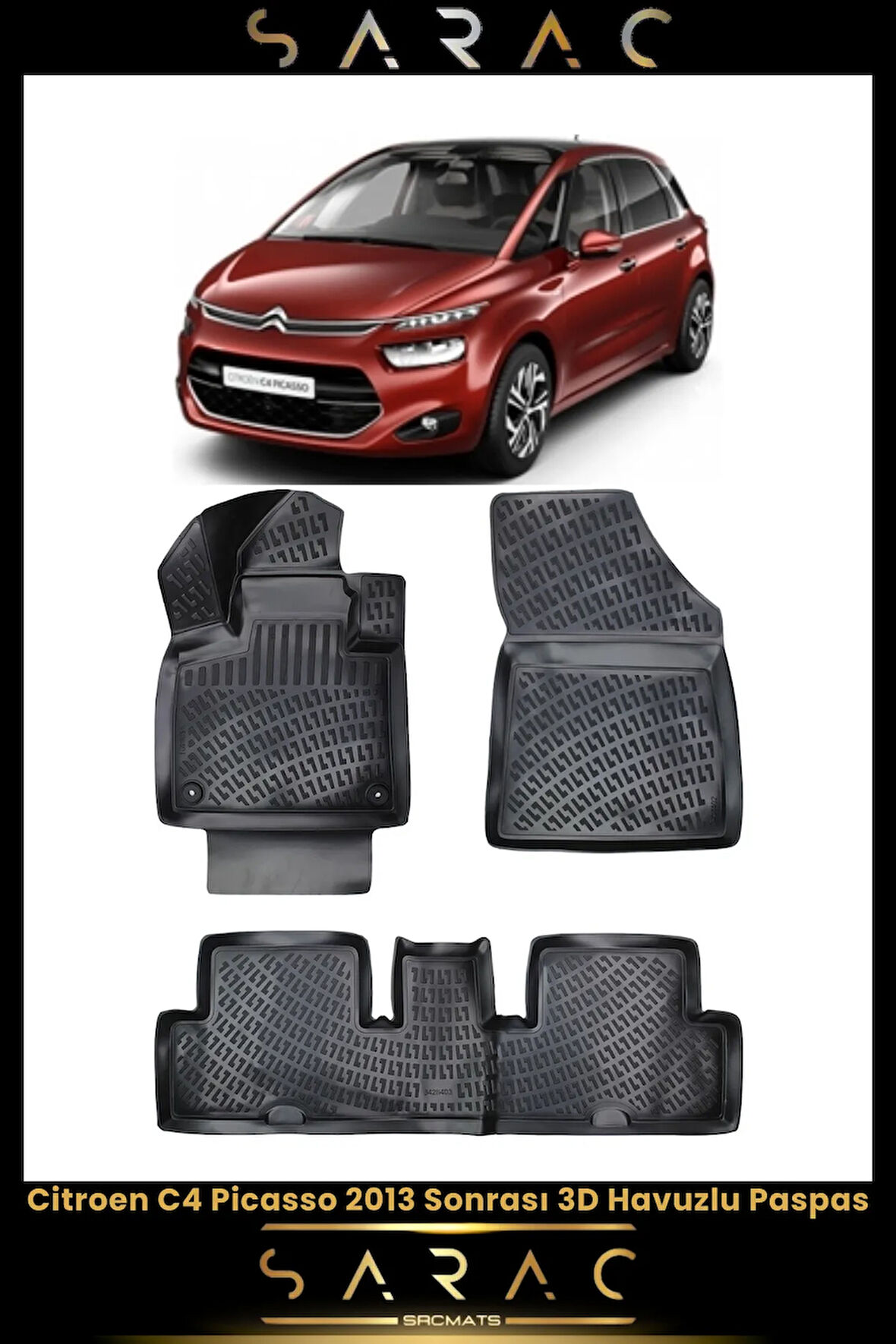 Citroen C4 Picasso 2013 Model Araca Özel 3d Havuzlu Paspas