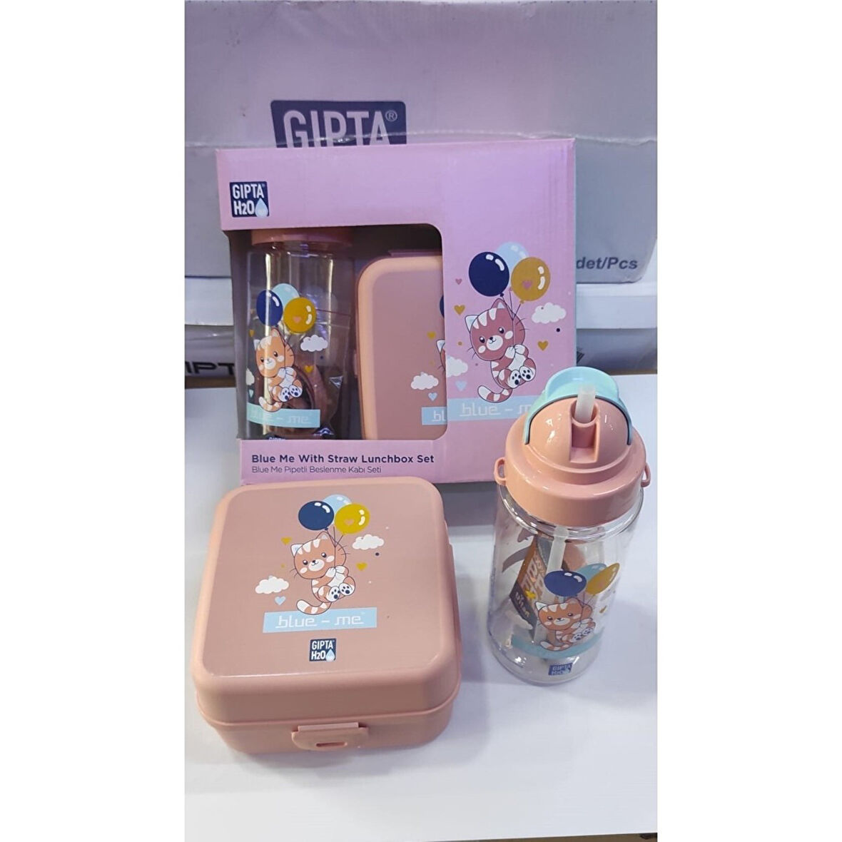 Gıpta Blue-Me Tritan Pipetli Matara + Desenli Beslenme Kabı Set