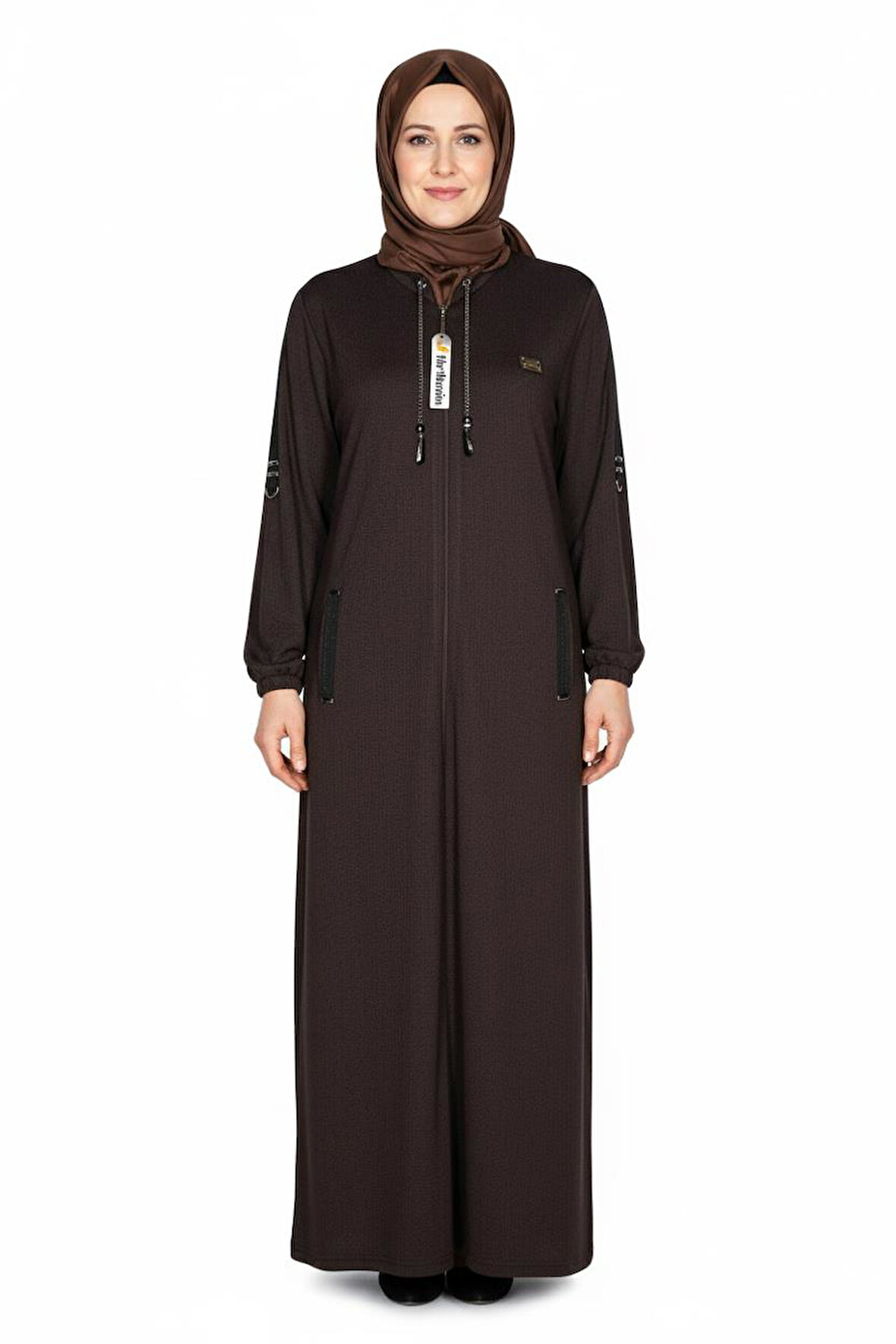 Hesna Kadın Zeren Büyük Beden Baharlık Boydan Kahverengi Pardesü