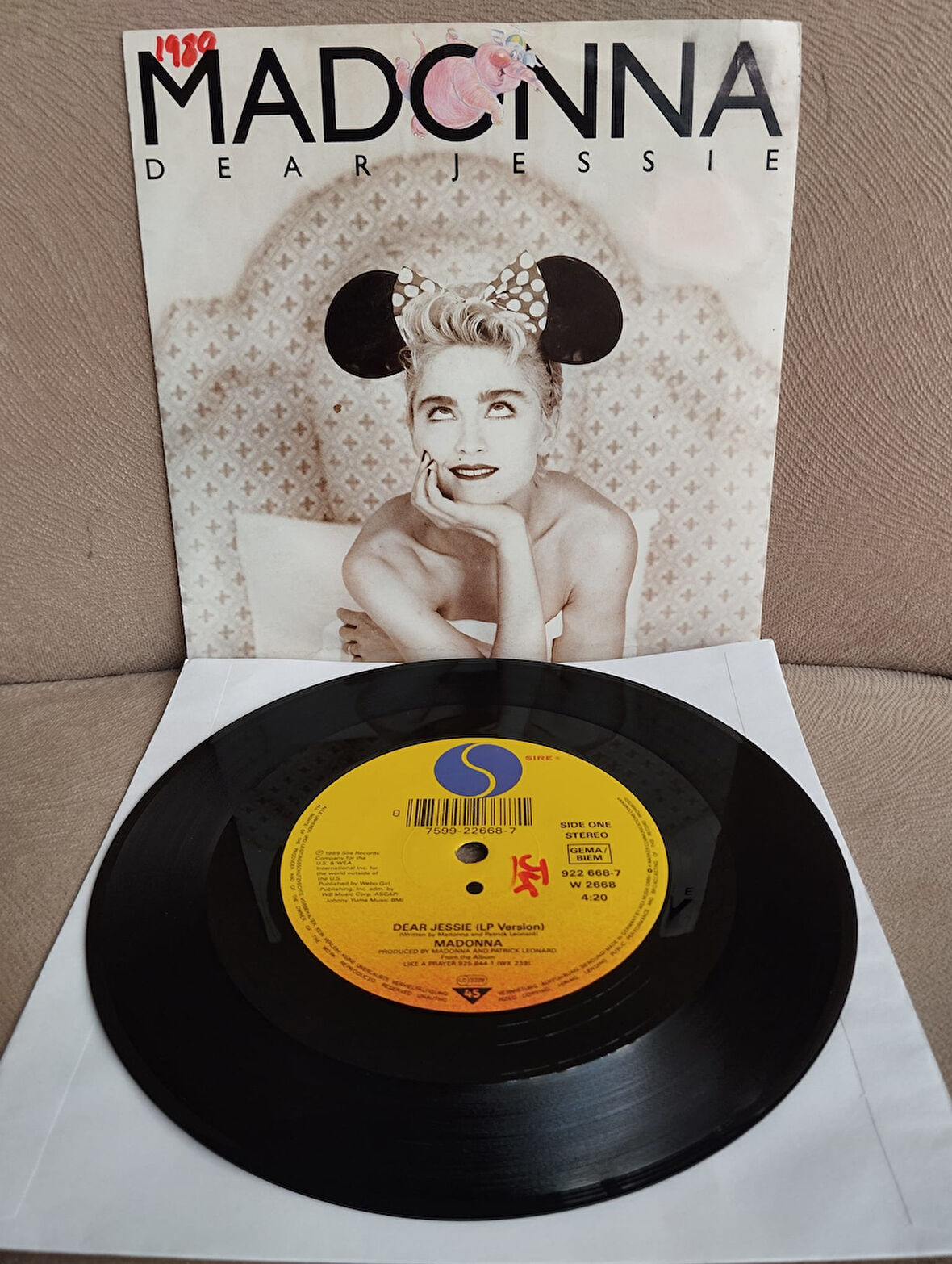 MADONNA - Dear Jessie / Till Death Do Us Part  - 1989 Almanya  Basım 45 LİK PLAK 2.el