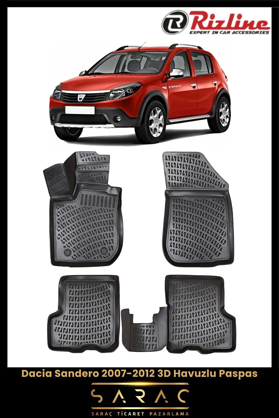 Rizline Dacia Sandero 2012 Model 3D Havuzlu Paspas