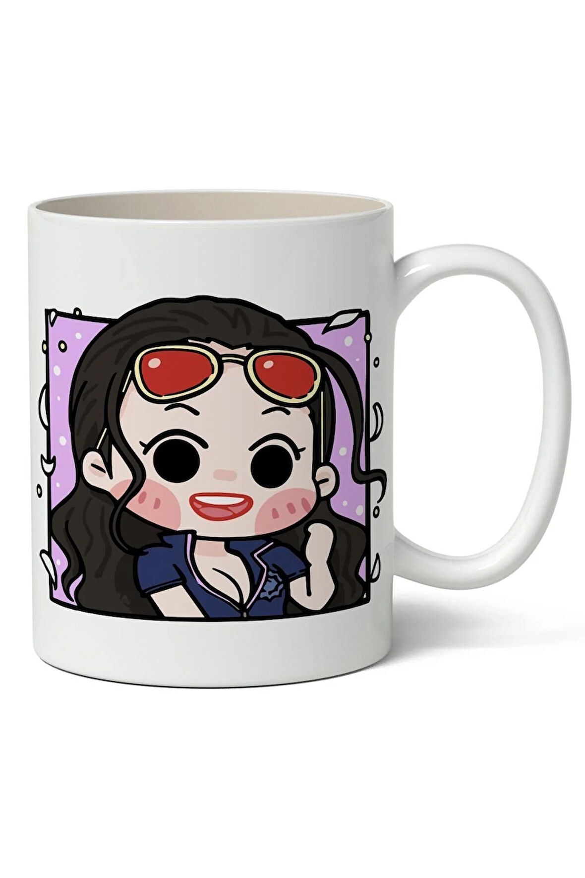 One Piece Robin Cute Anime Temalı Beyaz Kupa Premium Bardak Porselen