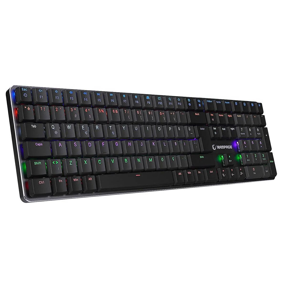  Rampage GRANITE PRO Siyah/Gri Low Profile RED SWITCH Q Rainbow Mekanik Gaming Oyuncu Klavye