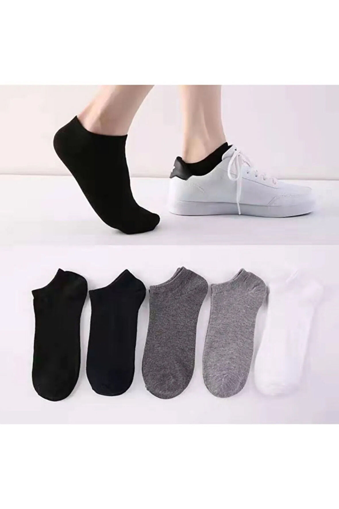 Unisex Yazlık Patik Çorap 5 'li Extra Rahat Siyah