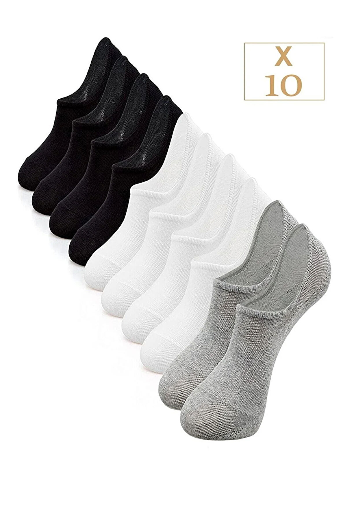 Unisex 10'lu Pamuklu Görünmez Çorap