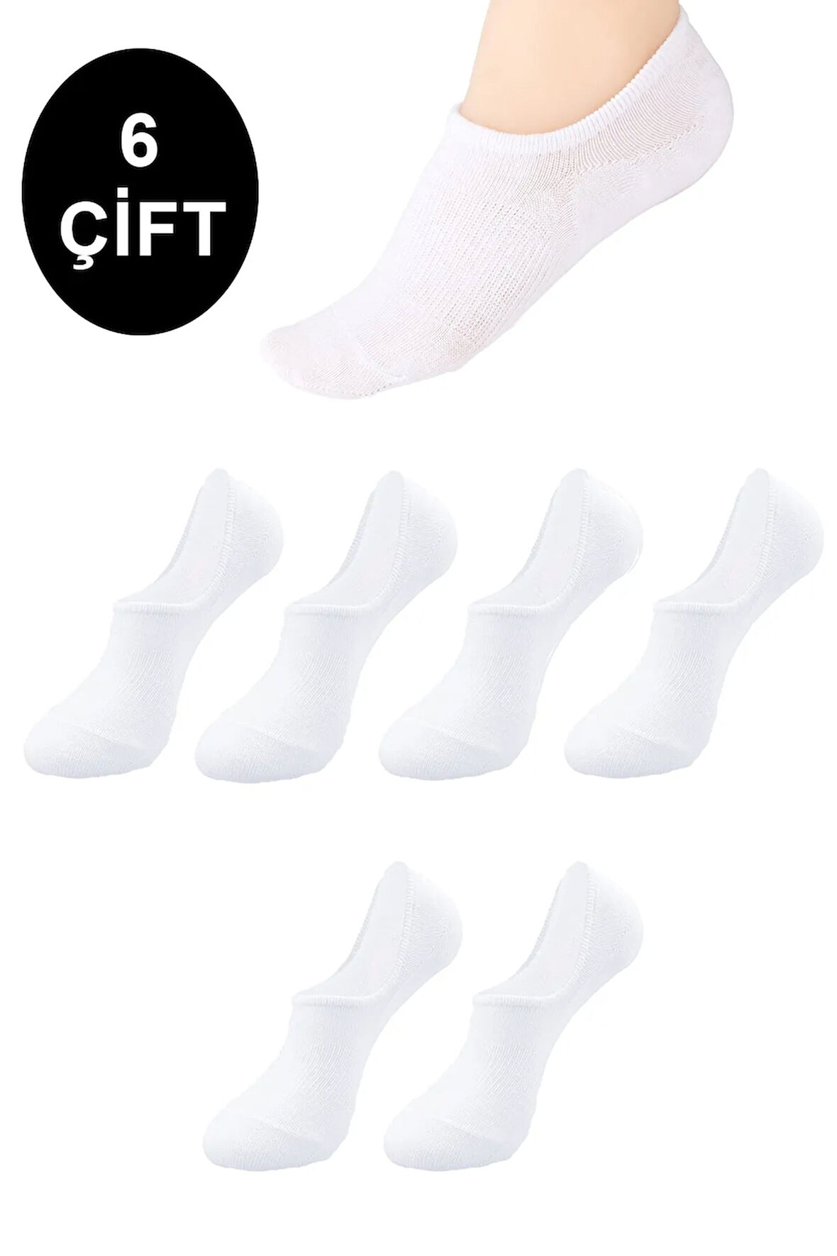 Unisex 6 Çift Pamuklu Görünmez Sneakers Çorap Renkli