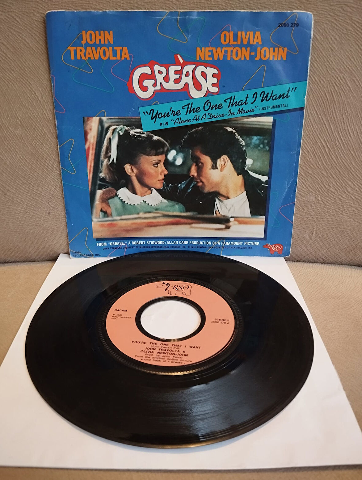 GREASE SOUNDTRACK - YOU’RE THE ONE THAT I WANT -  BELÇİKA  BASIM 45 LİK PLAK 1978 