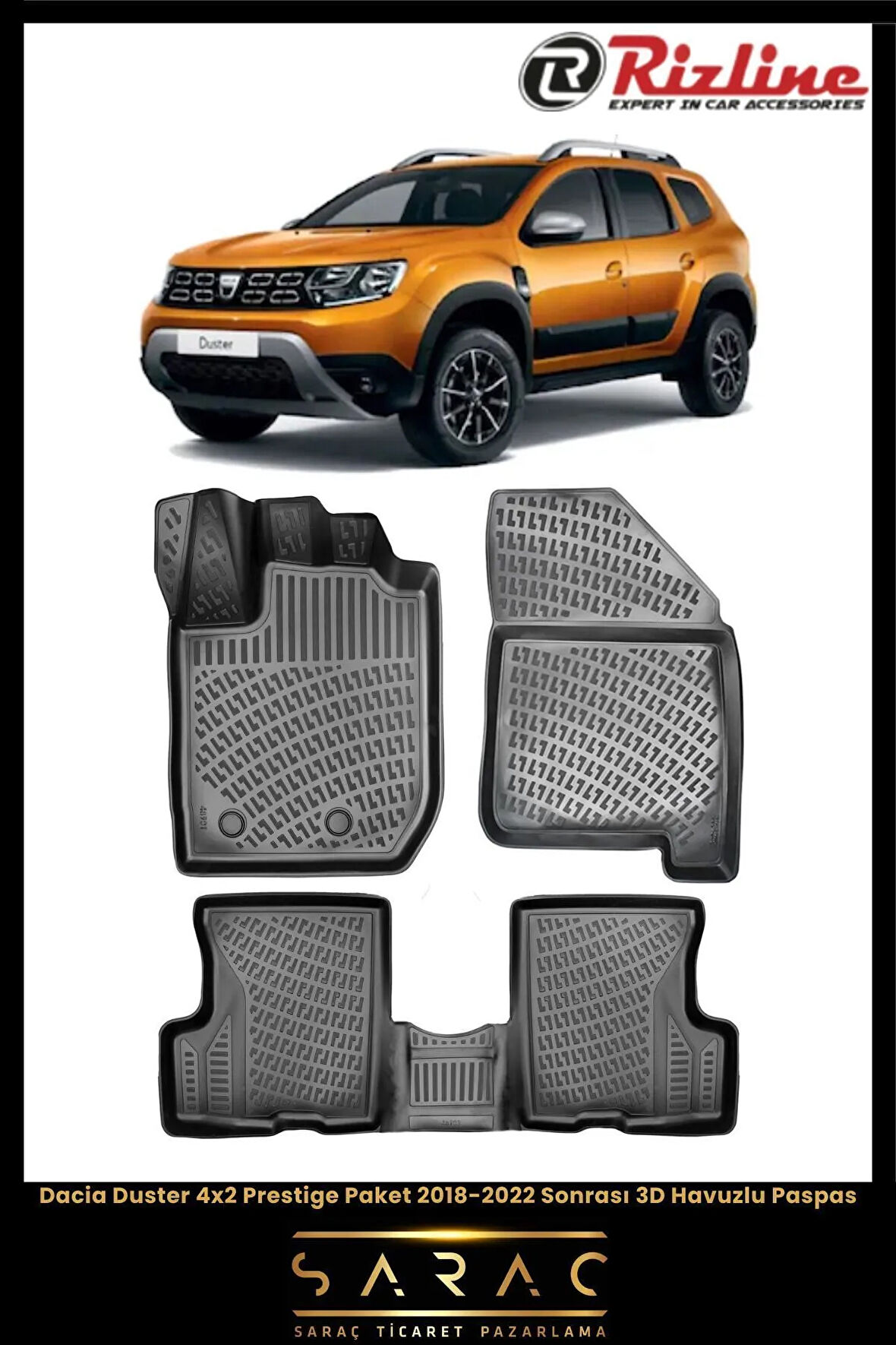 Rizline Dacia Duster Prestige Paket 4x2 2022 Model 3D Havuzlu Paspas