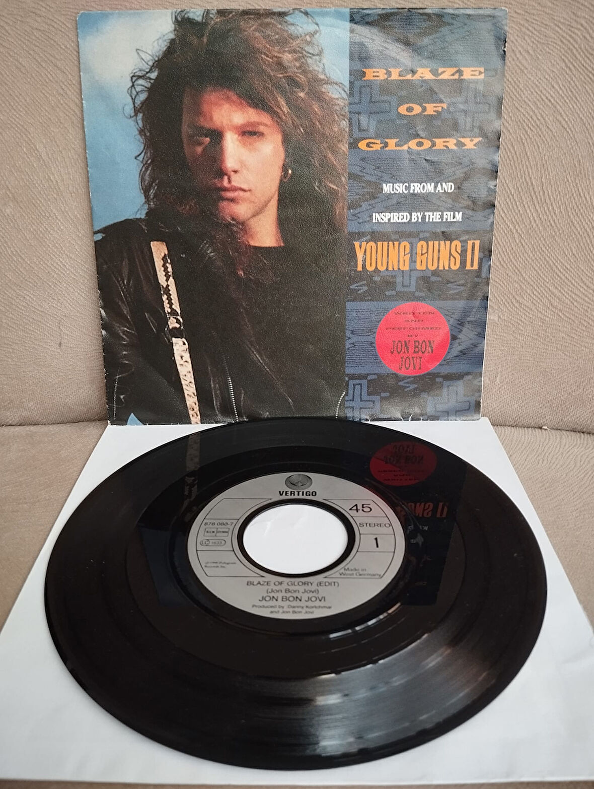 Jon Bon Jovi – Blaze Of Glory  - 1990  Almanya Basım 45lik Plak