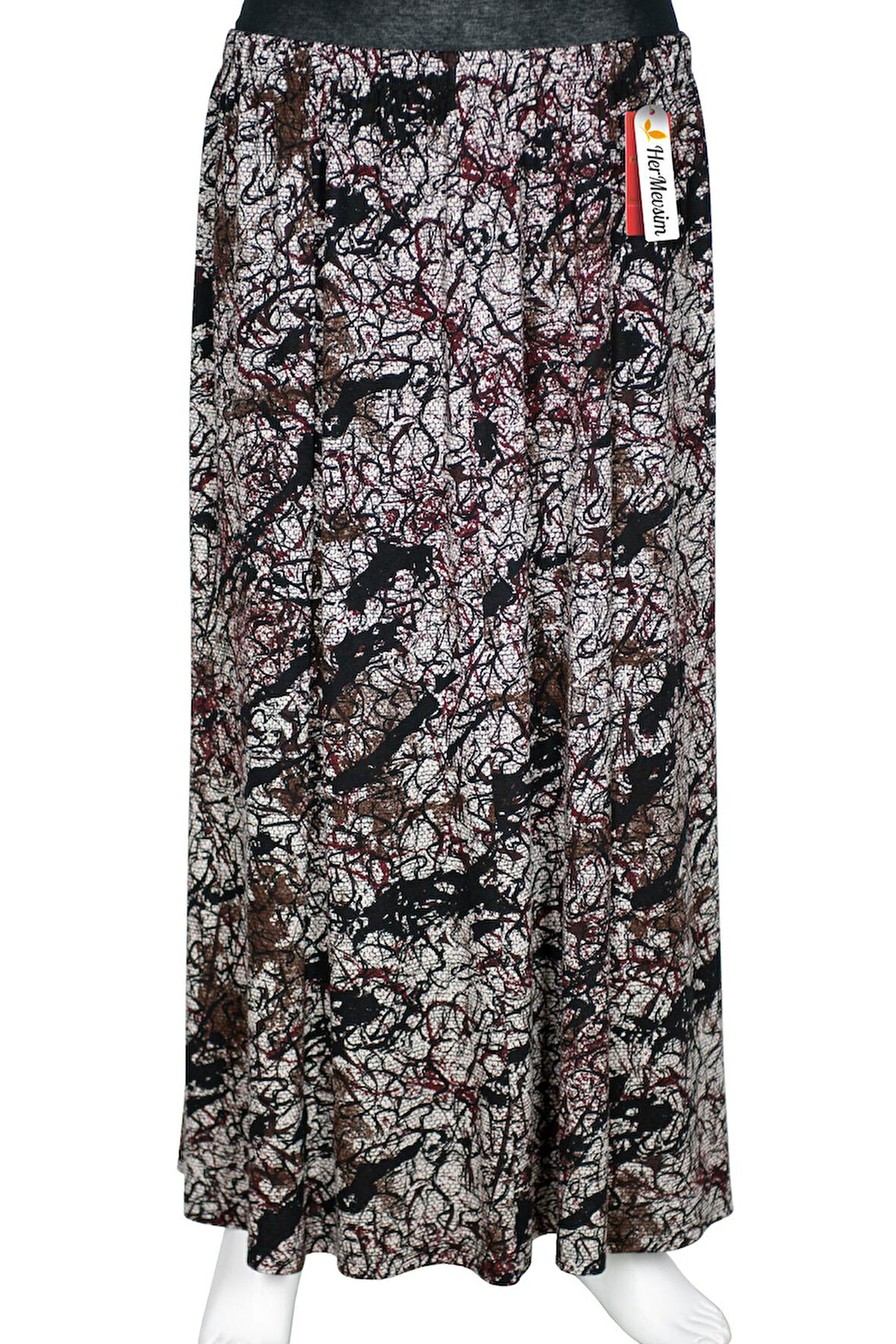 Hesna Kadın Ecem Battal Beden 8 Parça Lastikli Siyah Etek D50