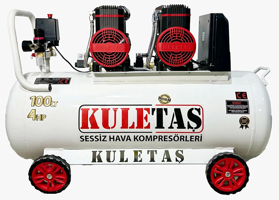 Kuletaş 100 Litre 4 HP Sessiz Premium Kafa Hava Kompresörü 2800 rpm(PANOLU)