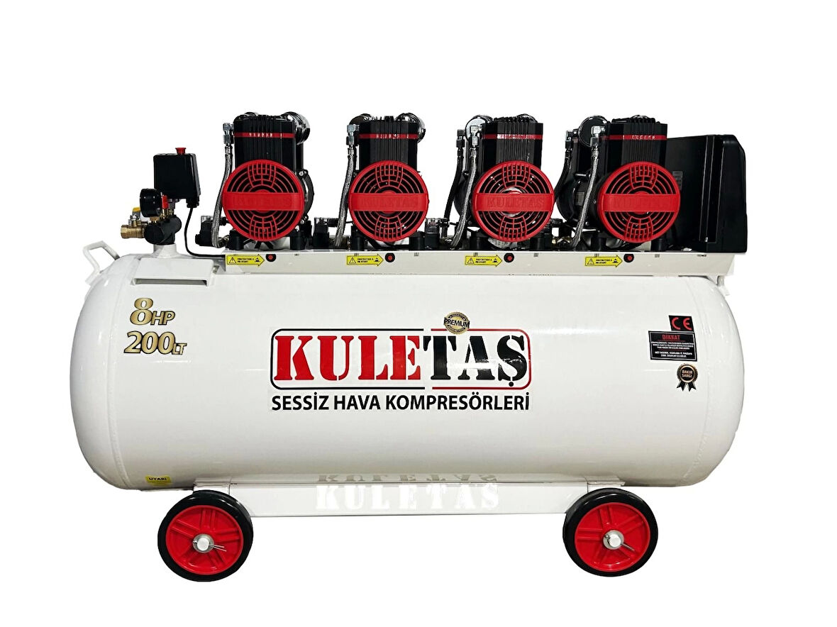 Kuletaş 200 Litre 8 HP Sessiz & Yağsız Premium Kafa Hava Kompresörü(Kopya)