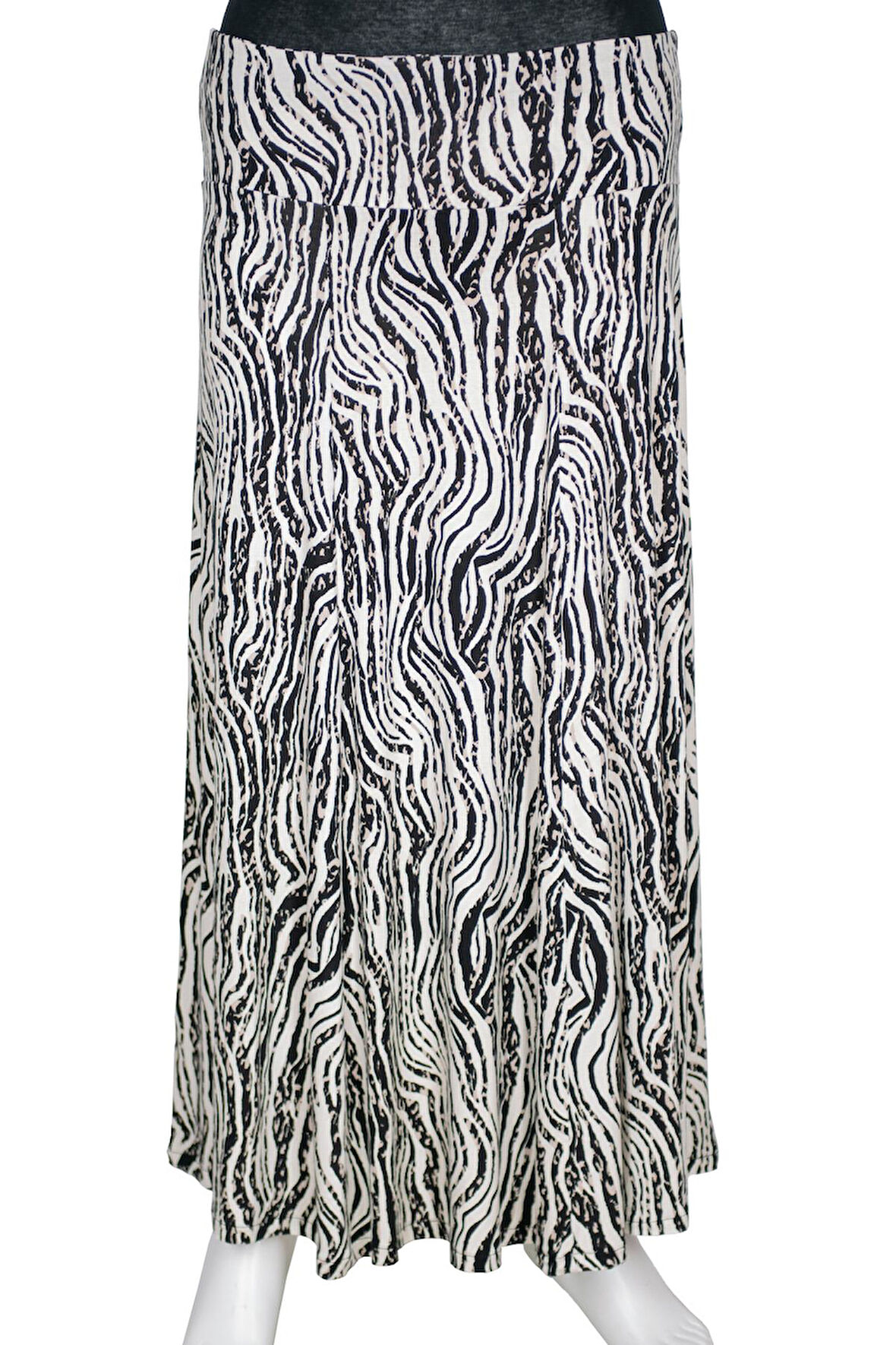 Barem Kadın Arzu Korsajlı 6 Parçalı Desenli Penye Siyah Etek D55