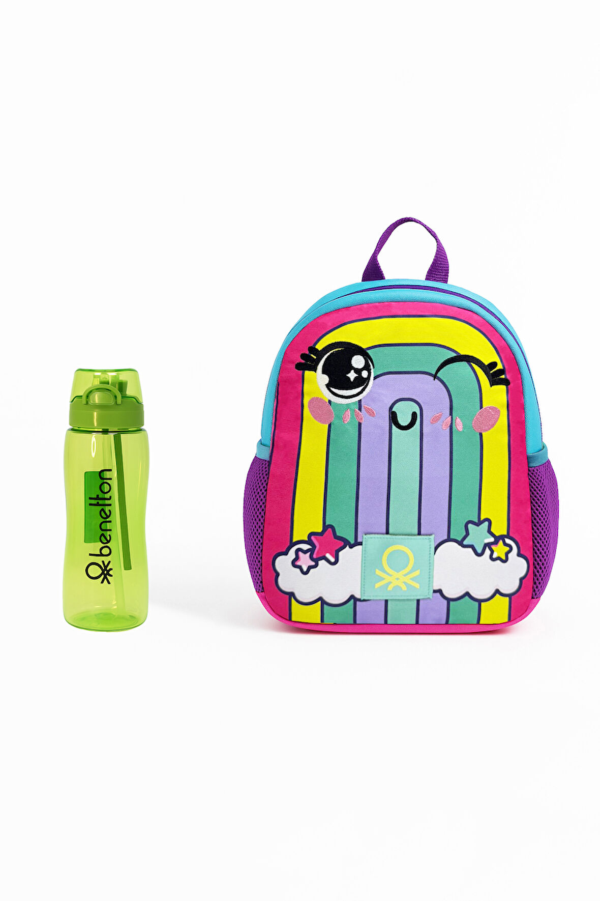 Benetton Anaokul Çantası ve Kırmızı Matara Seti