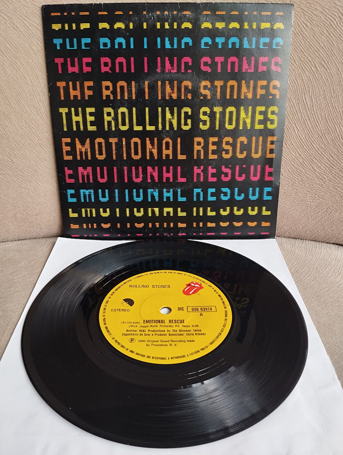 ROLLING STONES  –  Emotional Rescue  - 1980  Brezilya Basım 45 LİK PLAK - 2. El