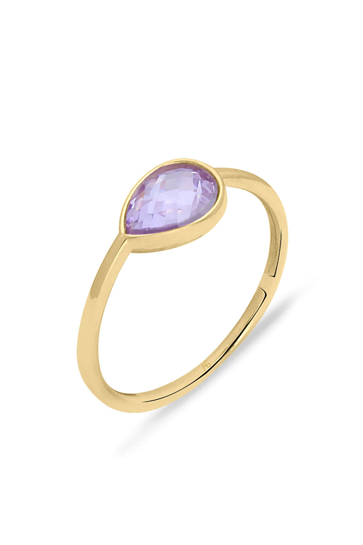 Ametist Damla Taşlı Sade Yüzük